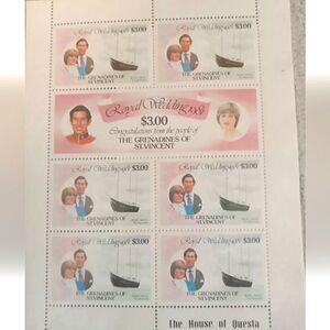 Royal Wedding, Princess Diana The House Of Questa. The Grenadines of St. Vincent